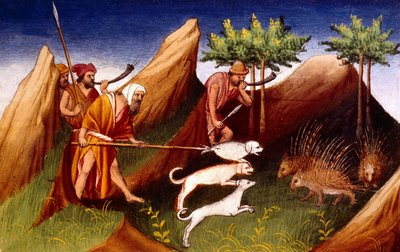 Porcupine Hunt in Badakhehan, from Livre des Merveilles du Monde, c.1410-12 by French School